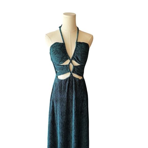 PATBO - NWT Textured Velvet Lace-Up Cut Out Maxi Dress Sz 4 - Picture 7 of 13